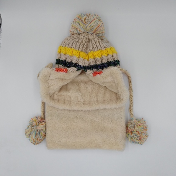 Winter Colorful Knit Pom Pom Hat with Neck Gaiter - Picture 6 of 8